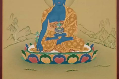编号182-922986：彩绘唐卡-药师佛（75*50CM左右）