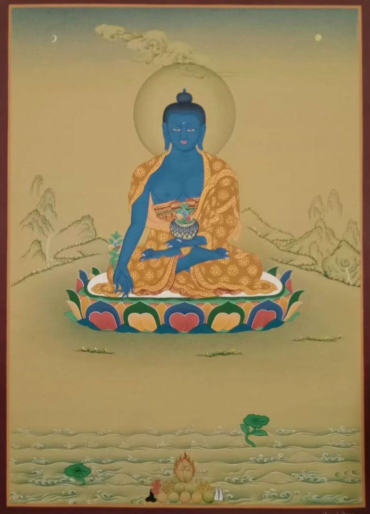 编号182-922986：彩绘唐卡-药师佛（75*50CM左右）
