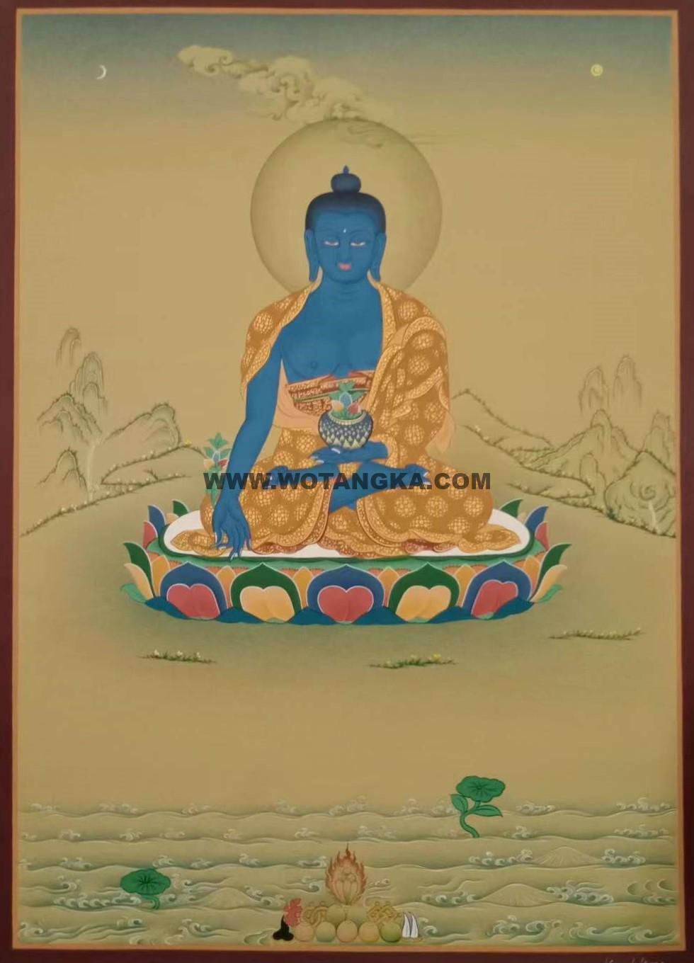 编号182-922986:彩绘唐卡-药师佛(75*50CM左右)