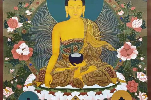 编号182-927624：彩绘唐卡-释迦牟尼佛（75*50CM左右）