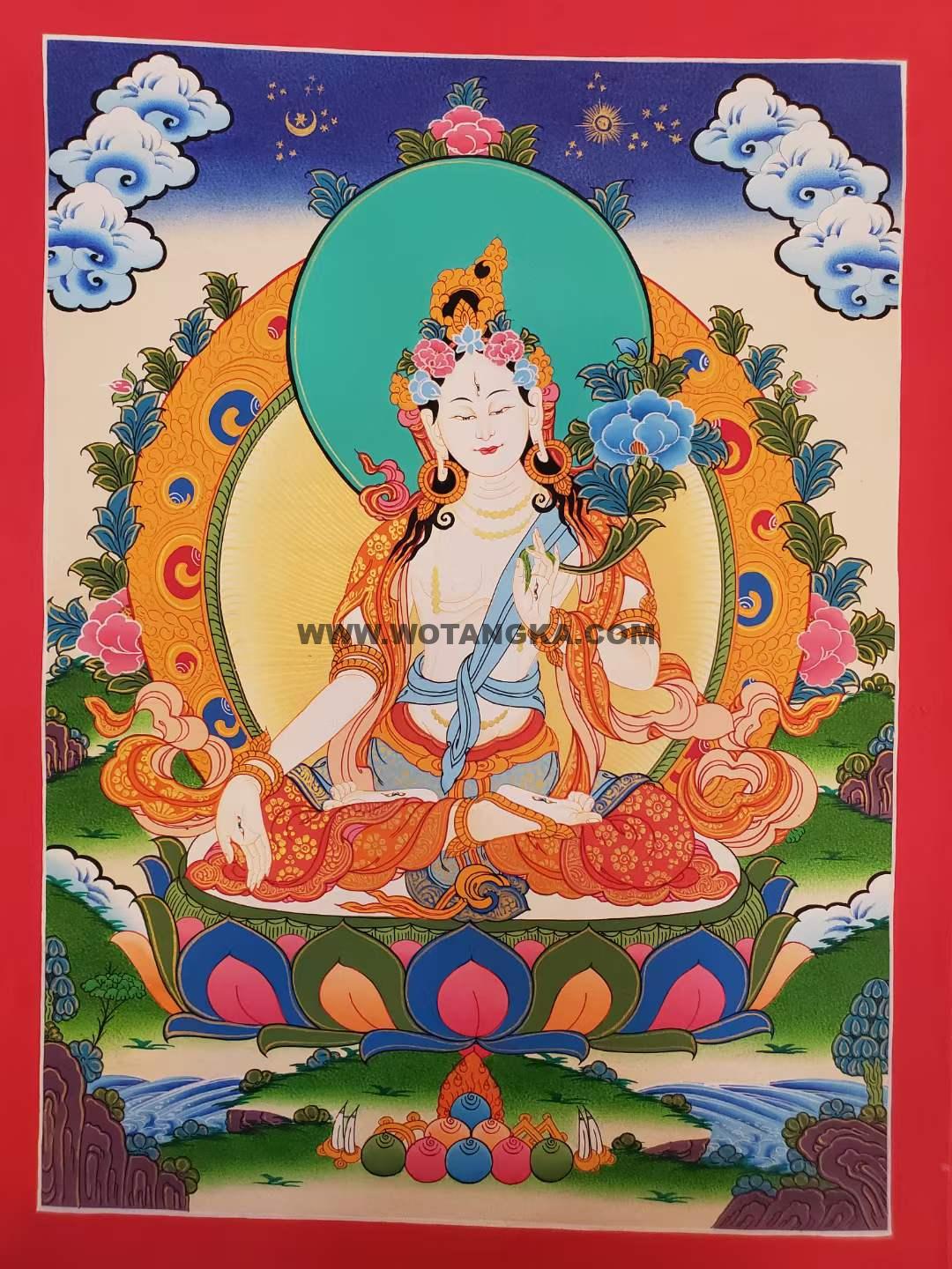 编号182-939706:彩绘唐卡-白度母(55*40CM左右)