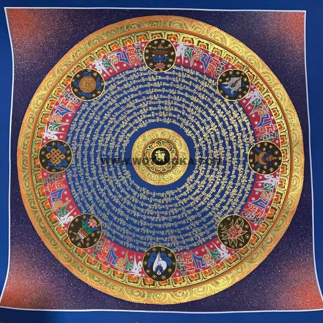 编号191-115439：彩绘唐卡-吉祥八宝坛城（50*50CM左右）