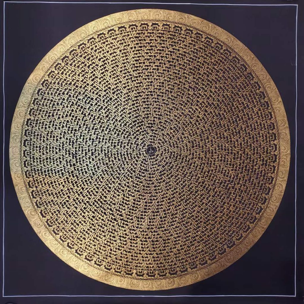 编号191-218629：黑金唐卡-六字真言坛城（100*100CM左右）