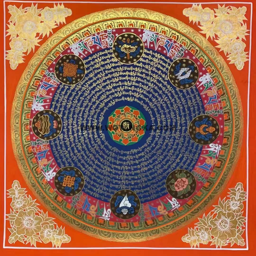 编号191-244141：彩绘唐卡-吉祥八宝坛城（50*50CM左右）