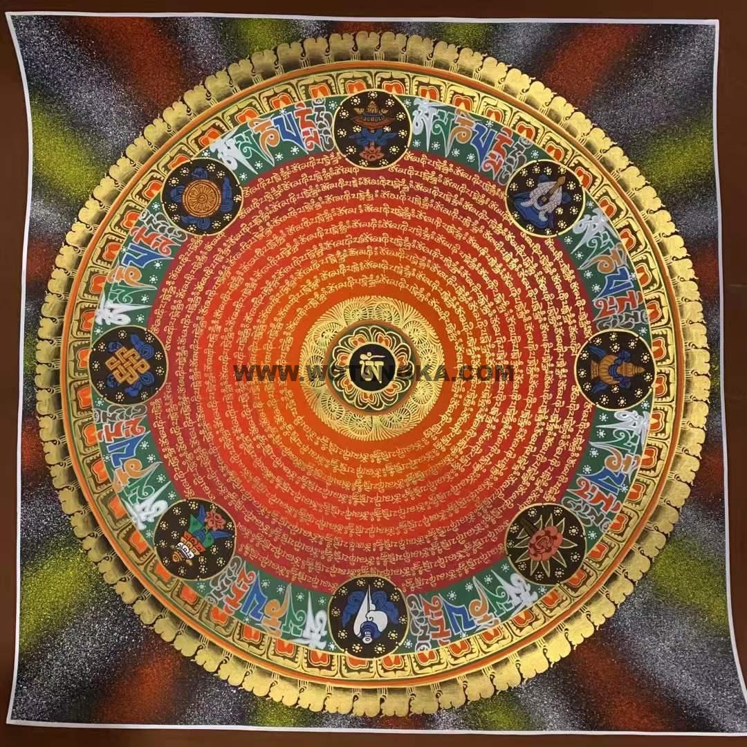 编号191-383950：彩绘唐卡-吉祥八宝坛城（50*50CM左右）