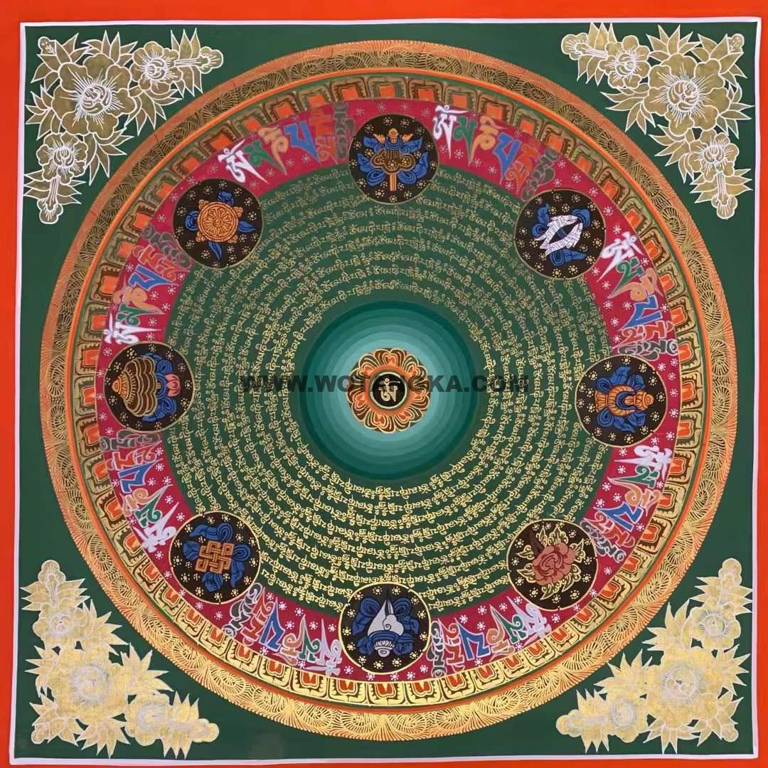 编号191-393903：彩绘唐卡-吉祥八宝坛城（50*50CM左右）