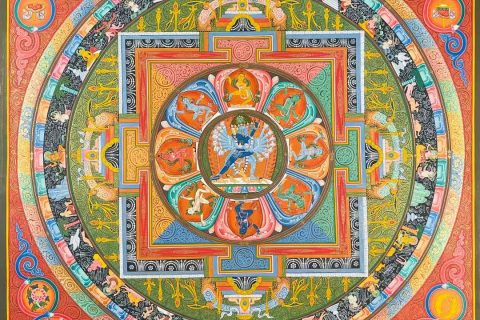 编号191-437782：彩绘唐卡-喜金刚坛城（80*60CM左右）