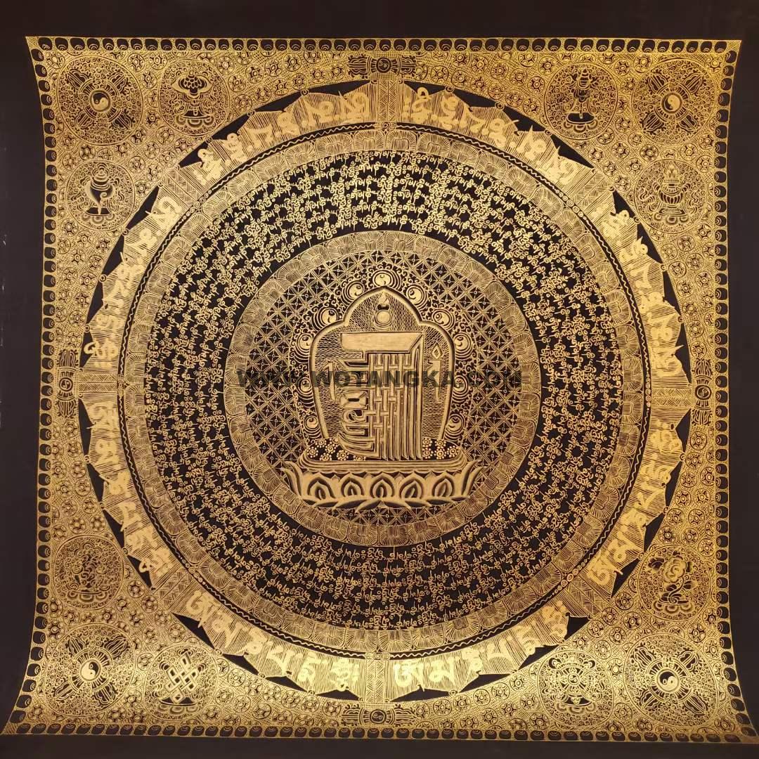 编号191-525636：黑金唐卡-十相自在坛城（50*50CM左右）