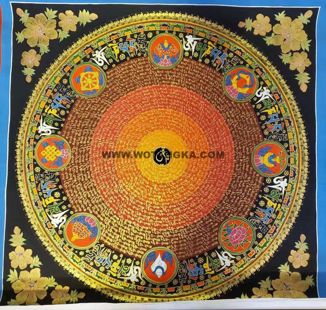 编号191-575929：彩绘唐卡-吉祥八宝坛城（100*100CM左右）