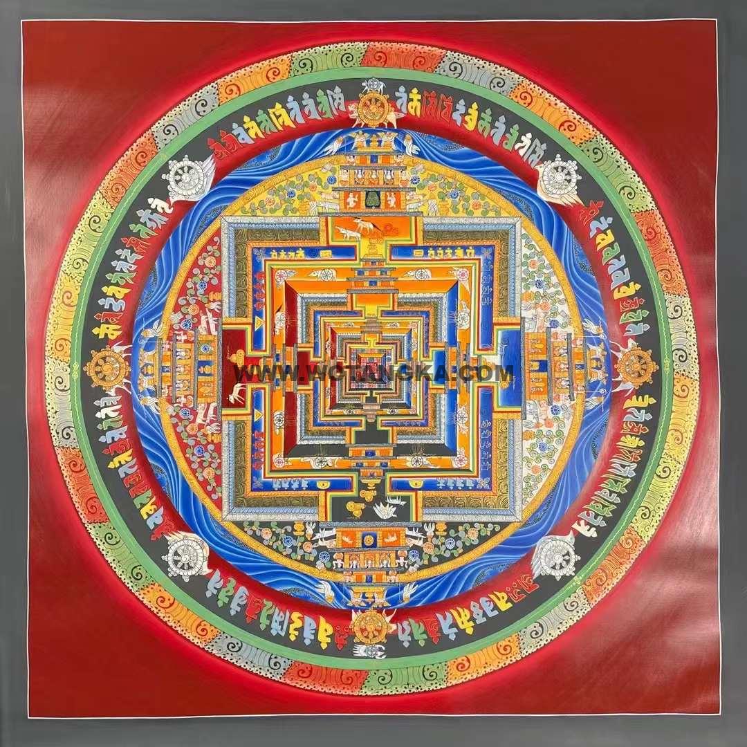 编号191-587932：彩绘唐卡-时轮金刚坛城（100*100CM左右）