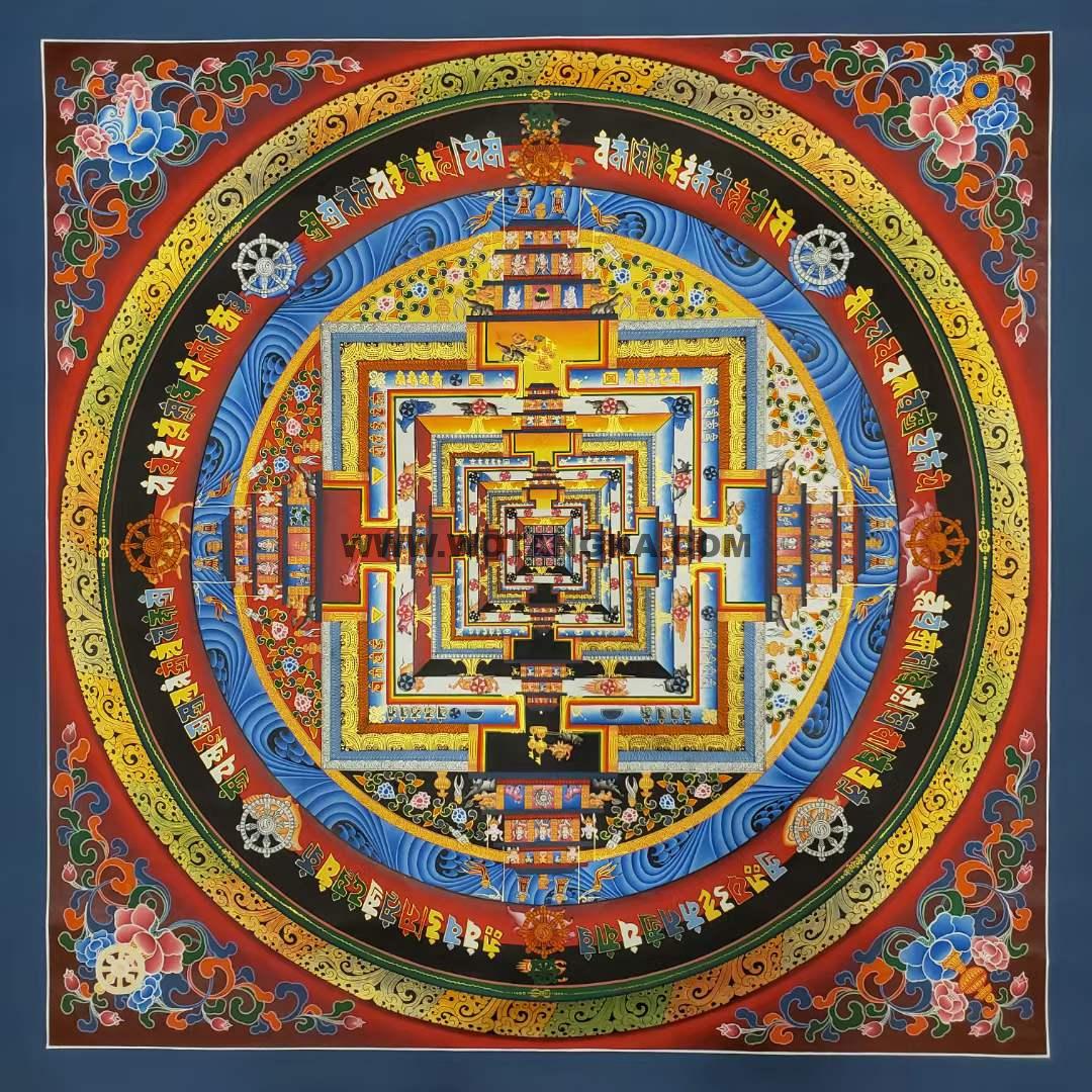 编号191-602348：彩绘唐卡-时轮金刚坛城（70*70CM左右）