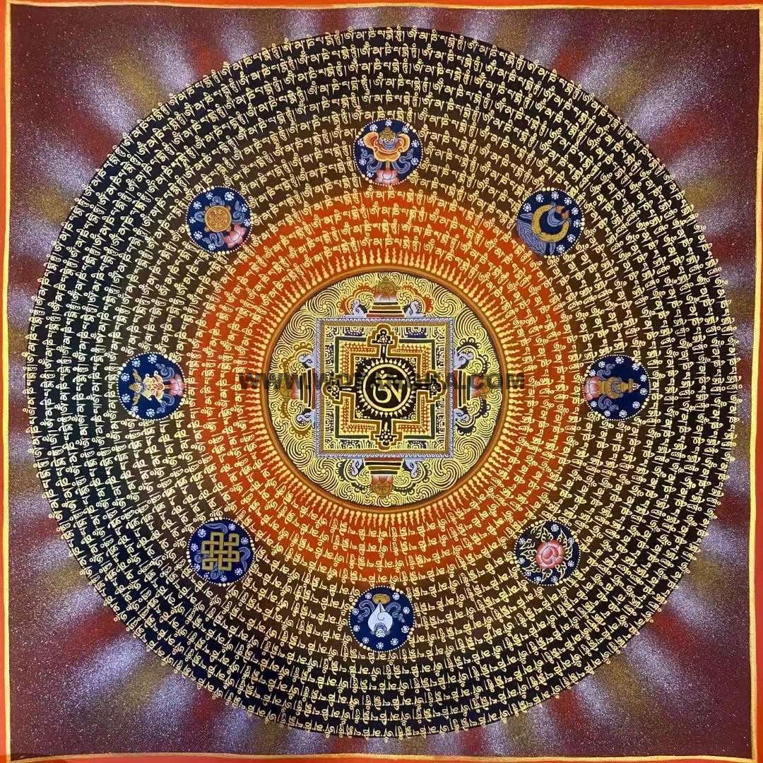 编号191-613691：彩绘唐卡-吉祥八宝坛城（50*50CM左右）