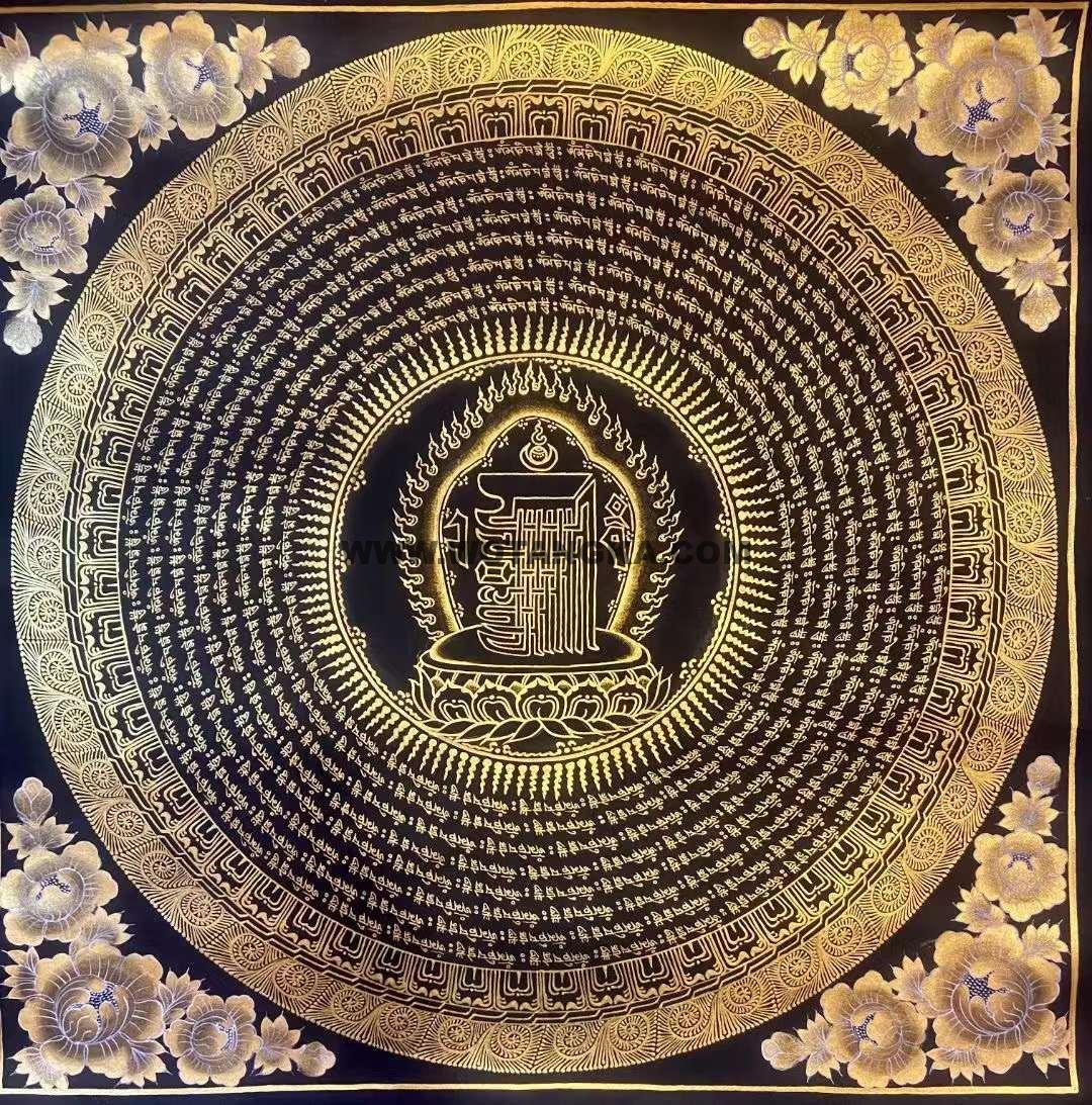 编号191-658155:黑金唐卡-十相自在坛城(50*50CM左右)