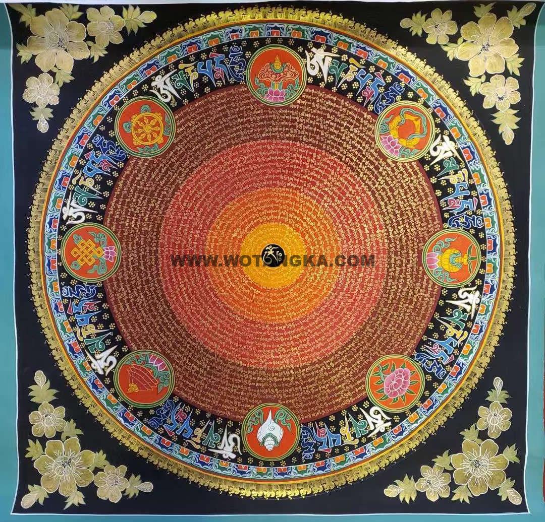 编号191-666482：彩绘唐卡-吉祥八宝坛城（100*100CM左右）