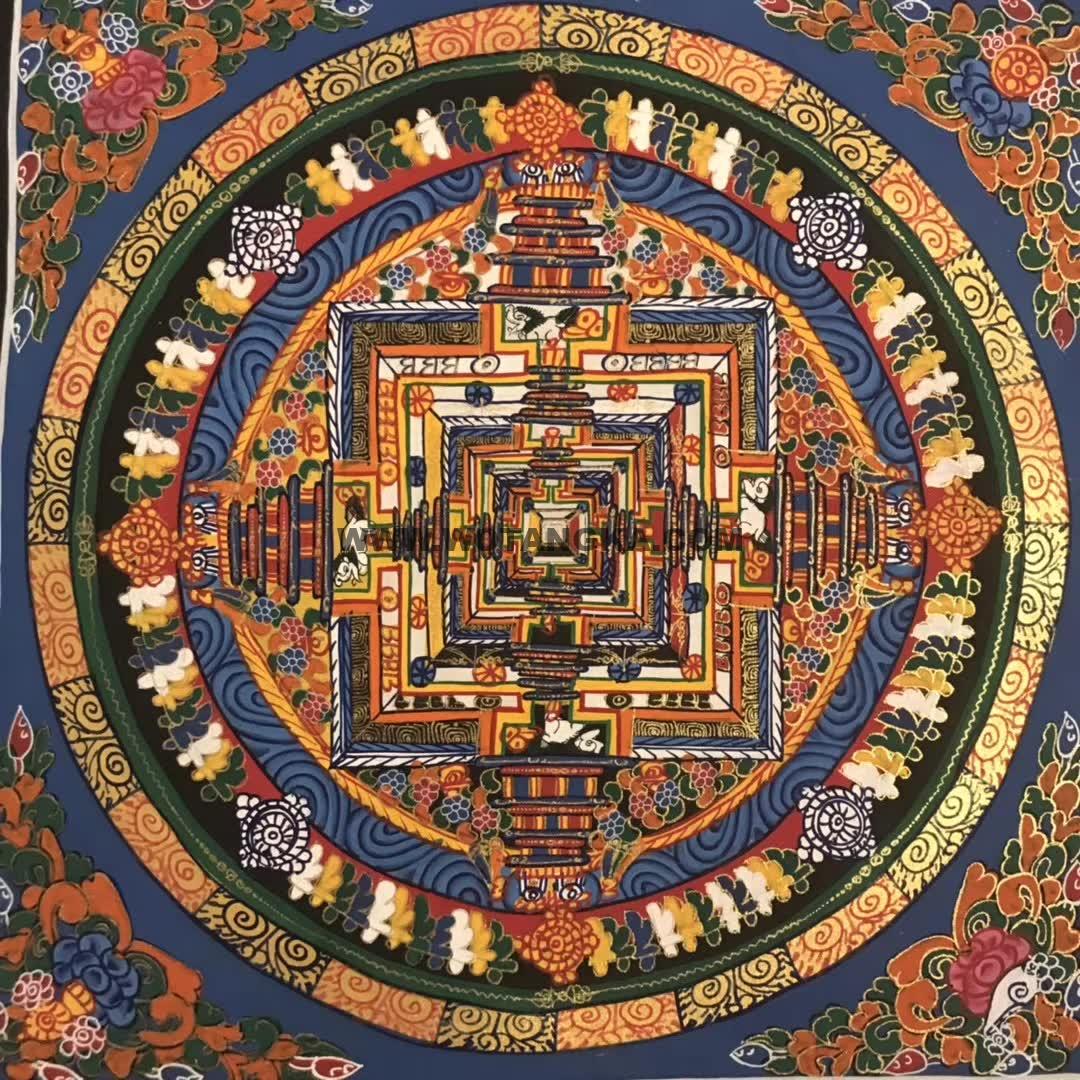 编号191-677179：彩绘唐卡-时轮金刚坛城（28*28CM左右）