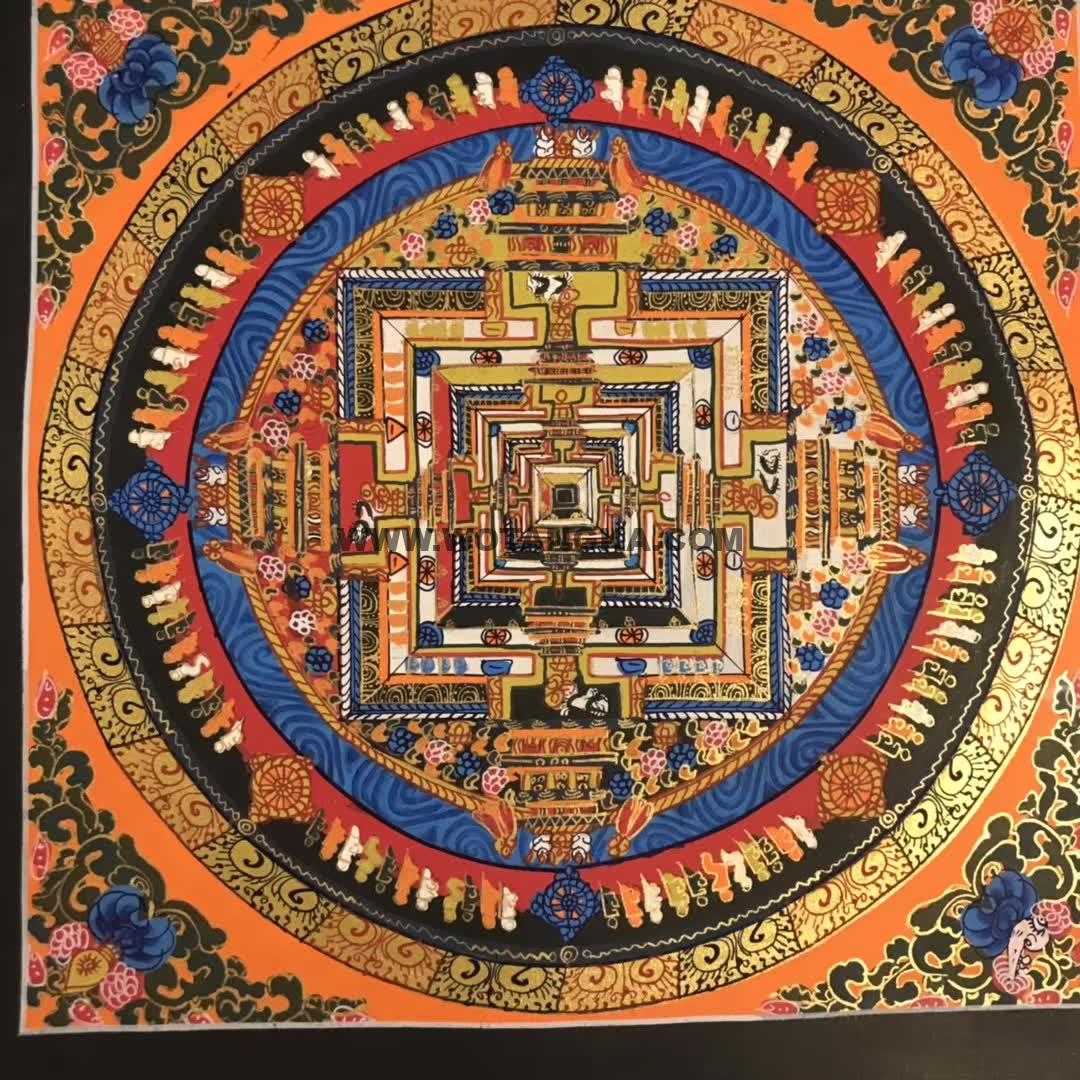 编号191-687260：彩绘唐卡-时轮金刚坛城（28*28CM左右）