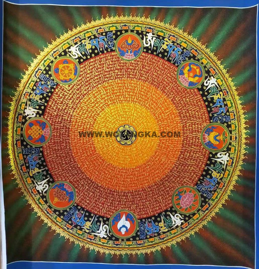 编号191-760276：彩绘唐卡-吉祥八宝坛城（100*100CM左右）