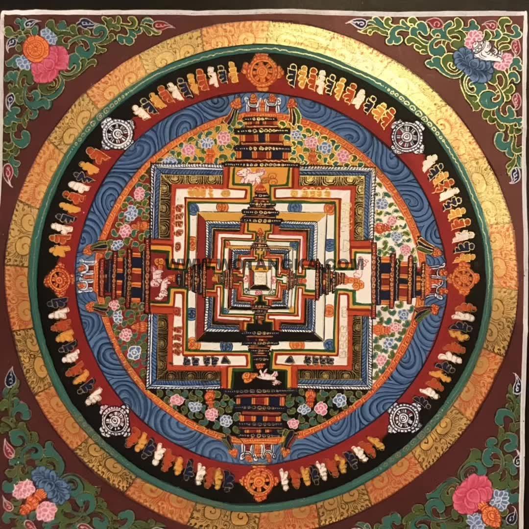编号191-836767：彩绘唐卡-时轮金刚坛城（28*28CM左右）