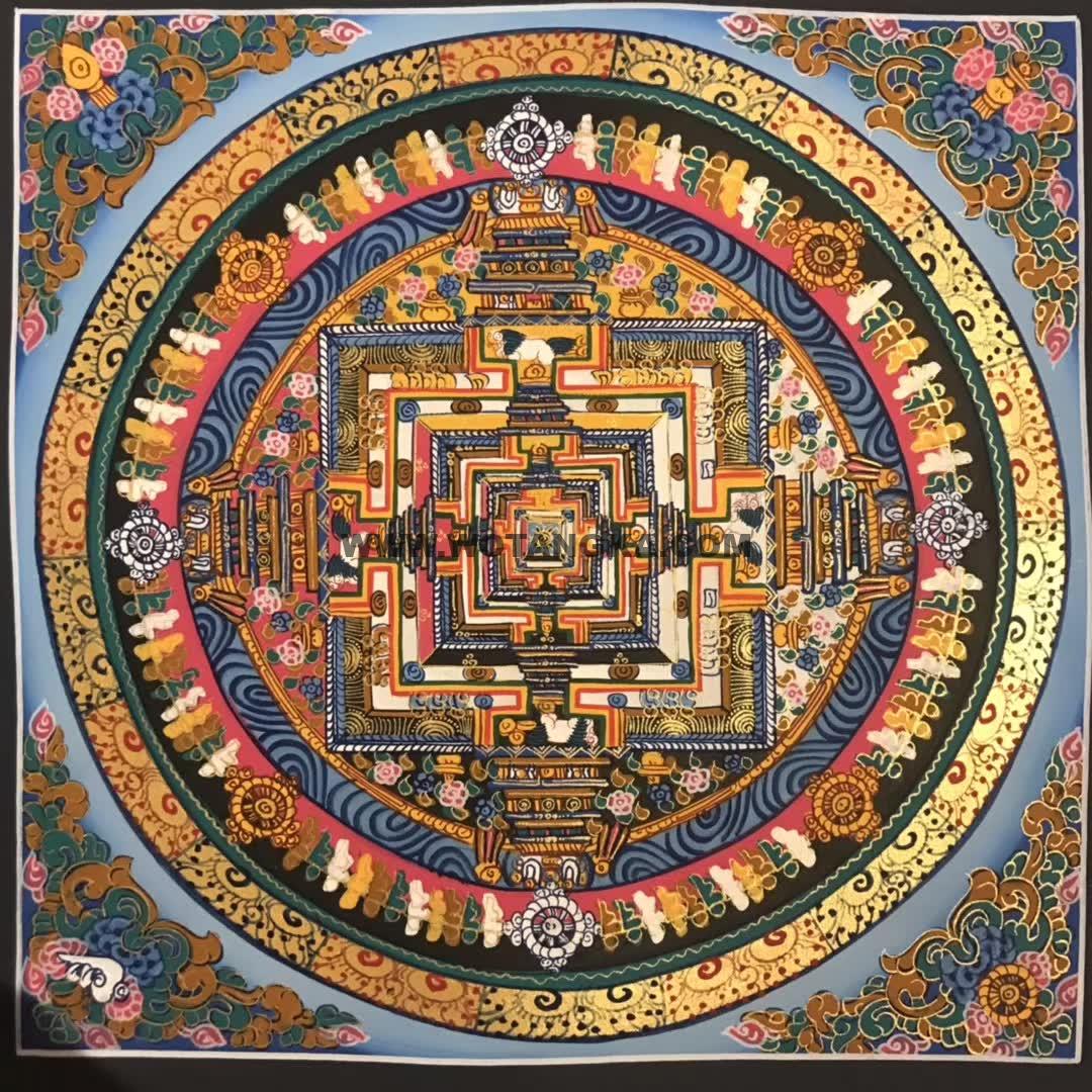 编号191-844019：彩绘唐卡-时轮金刚坛城（28*28CM左右）