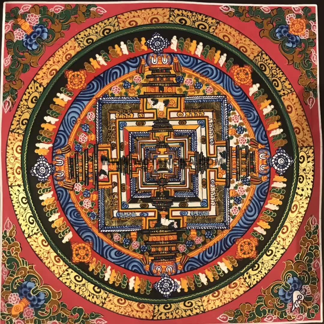编号191-847955：彩绘唐卡-时轮金刚坛城（28*28CM左右）