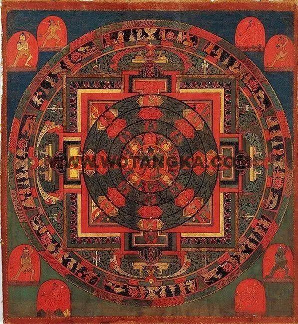 沃唐卡编号AC24417：胜乐金刚三十二尊坛城