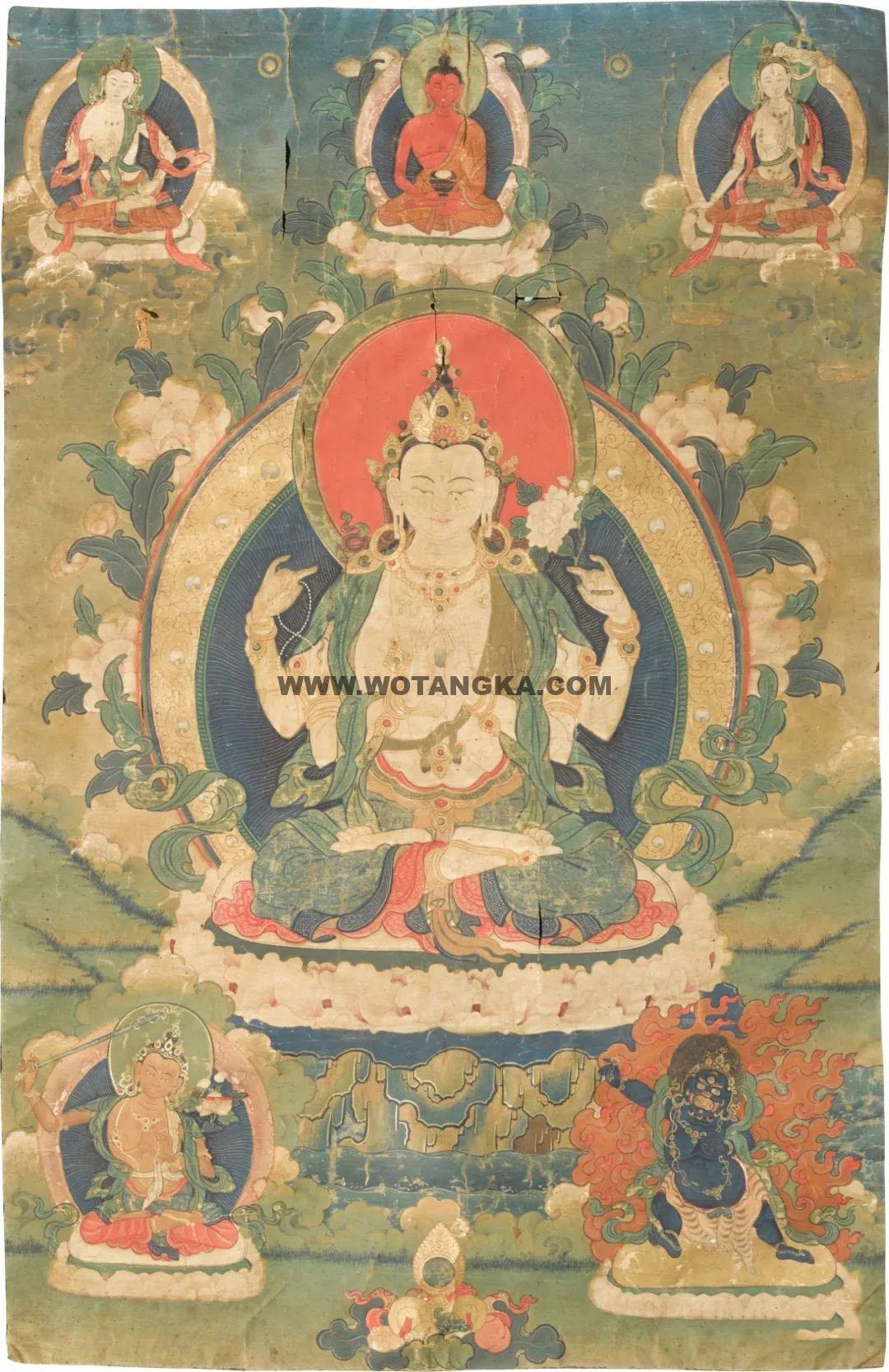 沃唐卡编号AC46965：四臂观音