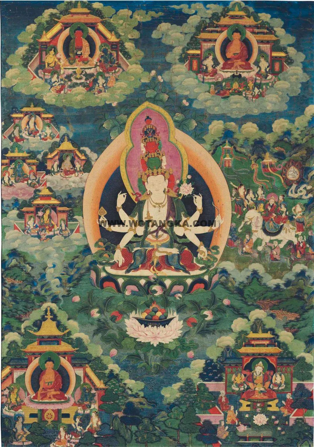 沃唐卡编号AC57281：十一面八臂观音