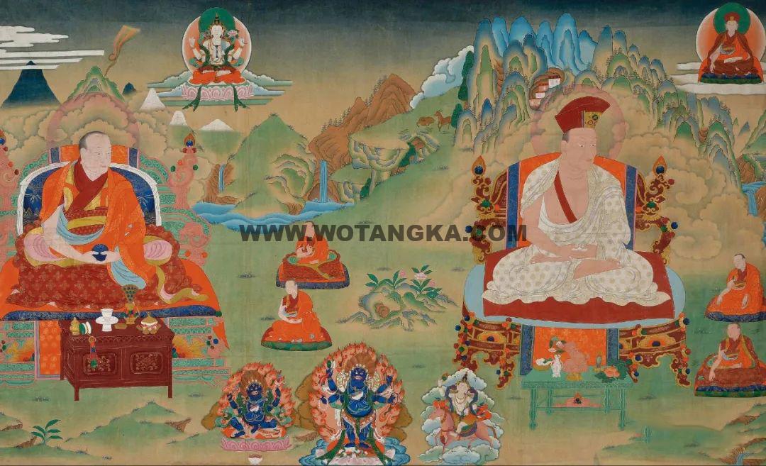 沃唐卡编号AC67585： 冈波巴与杜松虔巴