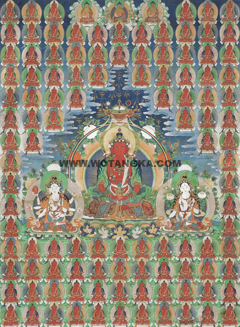沃唐卡编号AC92954: 长寿三尊