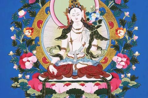 编号138-135608：彩绘唐卡-白度母（69*50CM左右）