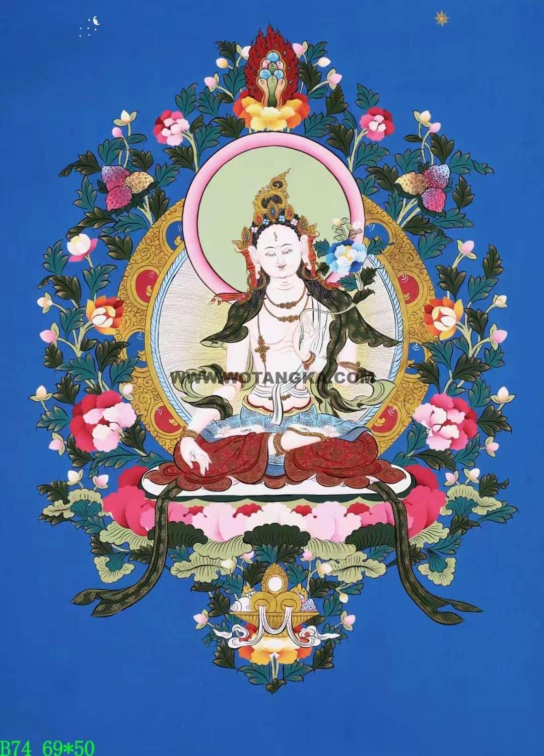 编号138-135608：彩绘唐卡-白度母（69*50CM左右）