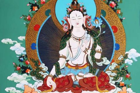 编号138-149723：彩绘唐卡-白度母（75*53CM左右）