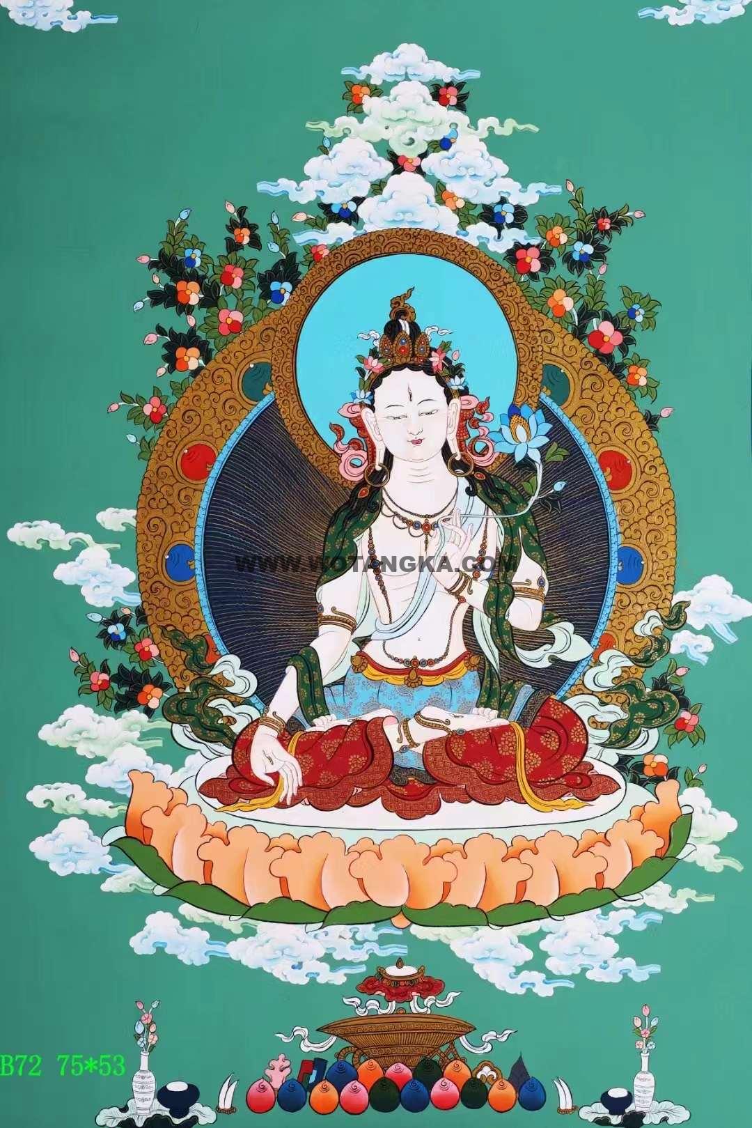 编号138-149723:彩绘唐卡-白度母(75*53CM左右)