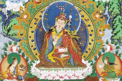 编号138-186524：彩绘唐卡-莲花生大士（82*55CM左右）