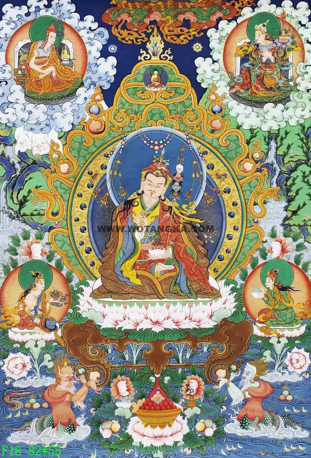 编号138-186524：彩绘唐卡-莲花生大士（82*55CM左右）