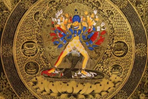 编号138-212281：黑金唐卡-时轮金刚坛城（70*70CM左右）