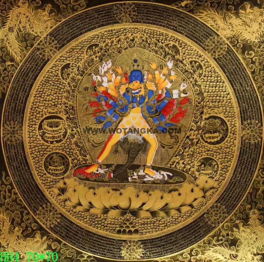 编号138-212281:黑金唐卡-时轮金刚坛城(70*70CM左右)