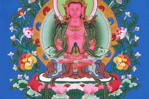 编号138-253644：蓝金唐卡-长寿佛（69*50CM左右）