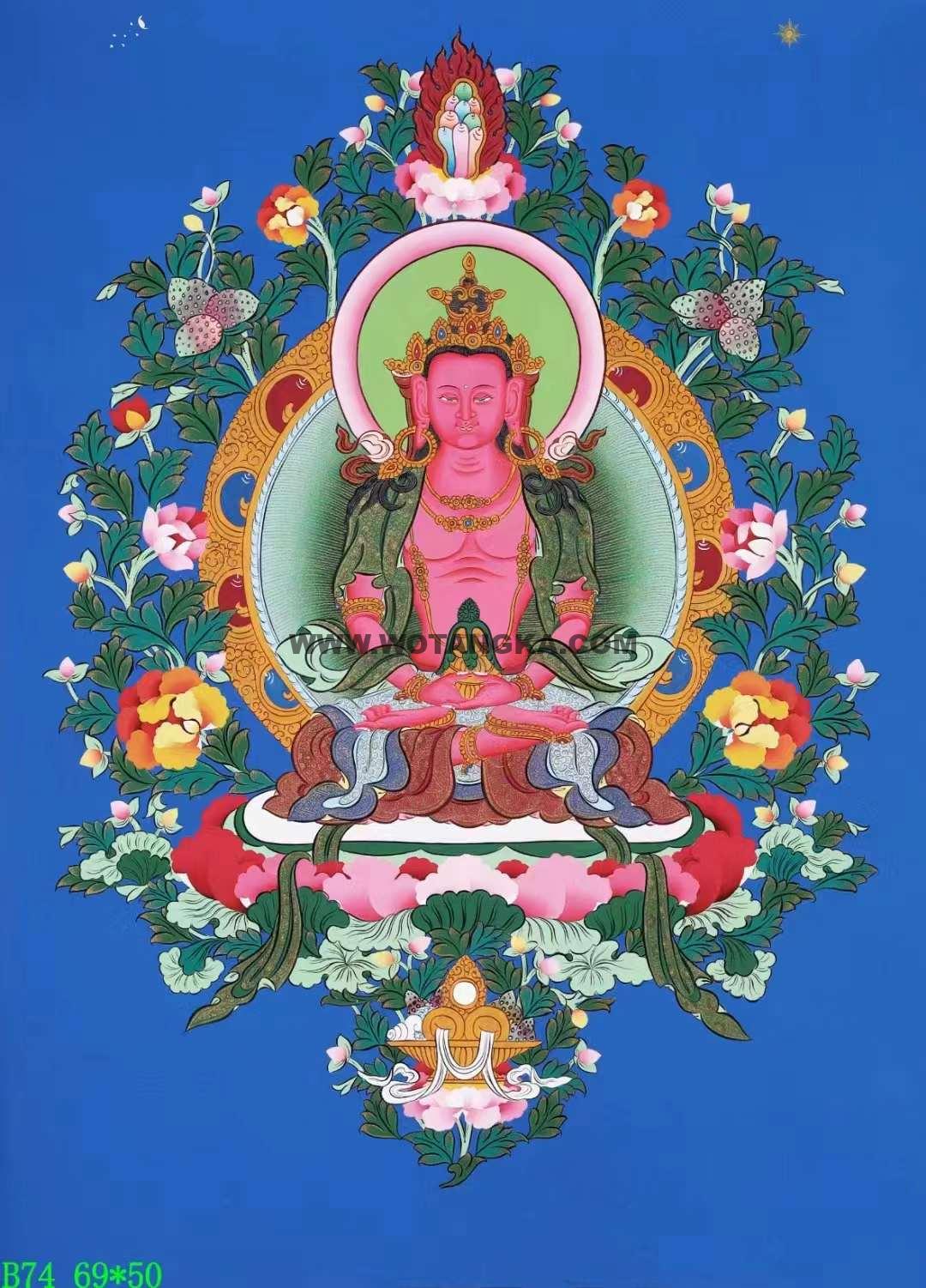 编号138-253644:蓝金唐卡-长寿佛(69*50CM左右)