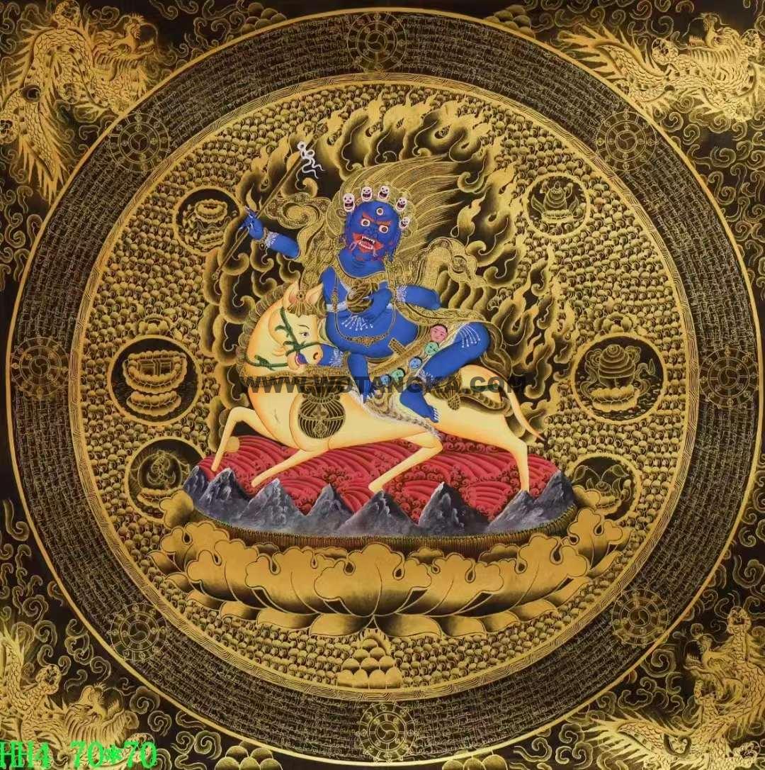 编号138-272237:黑金唐卡-吉祥天母坛城(70*70CM左右)