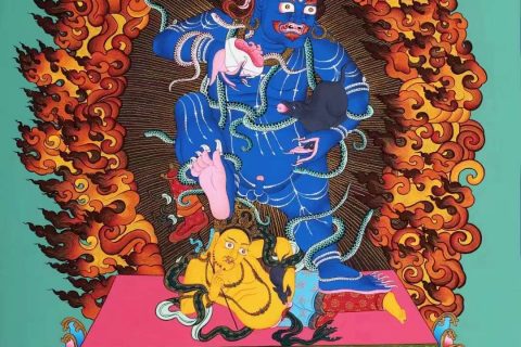 编号138-286282：彩绘唐卡-黑财神（75*53CM左右）