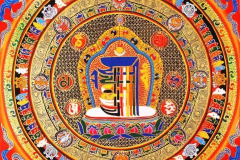 编号138-367947：彩绘唐卡-十相自在坛城（50*50CM左右）