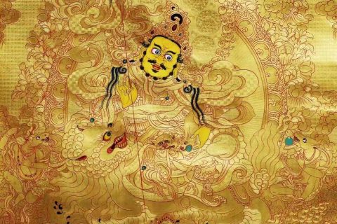 编号138-476246：黄金唐卡-财宝天王·五方财神（100*72CM左右）