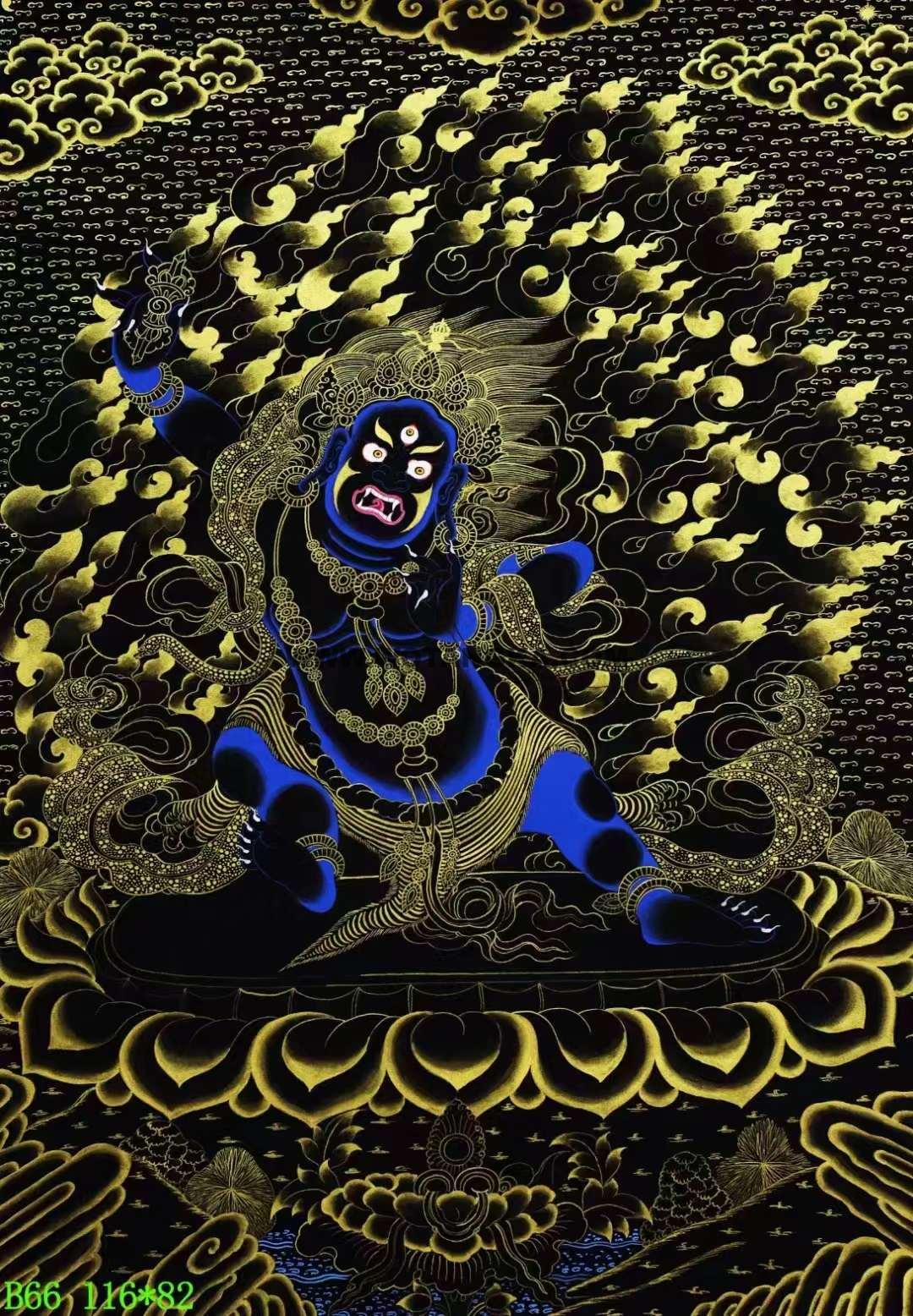 编号138-483871:黑金唐卡-金刚手菩萨(116*82CM左右)