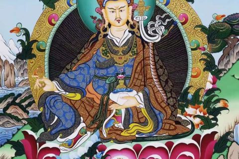 编号138-507447：彩绘唐卡-莲花生大士（60*45CM左右）