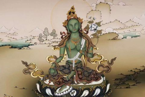 编号138-507447：嘎玛嘎赤-绿度母（61*46CM左右）