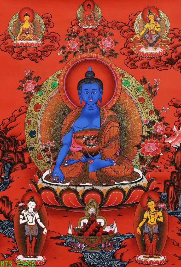 编号138-521884：红金唐卡-药师佛（75*52CM左右）