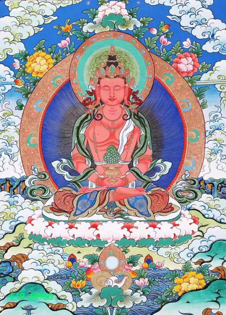 编号138-605070：彩绘唐卡-长寿佛（69*50CM左右）