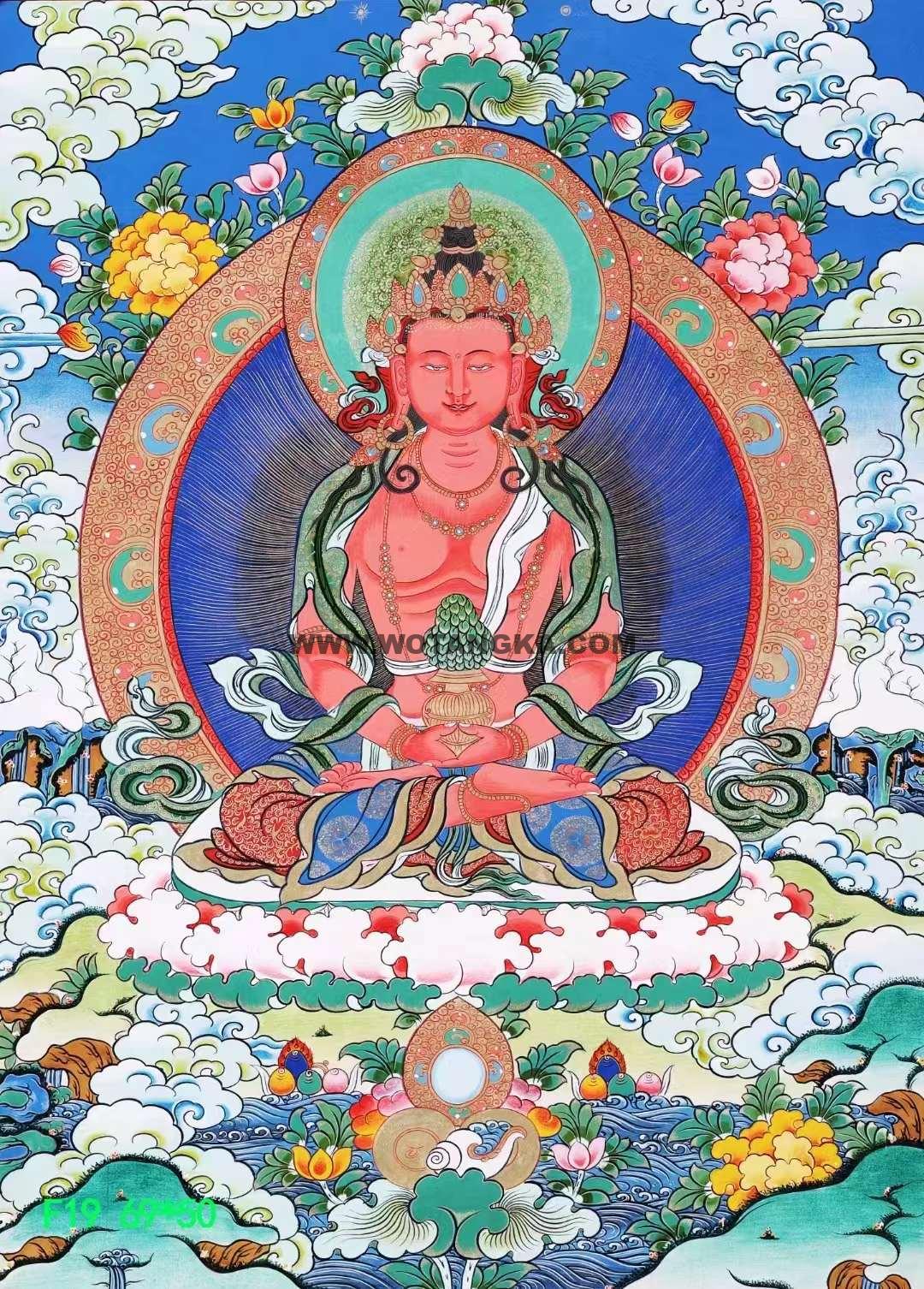 编号138-605070:彩绘唐卡-长寿佛(69*50CM左右)