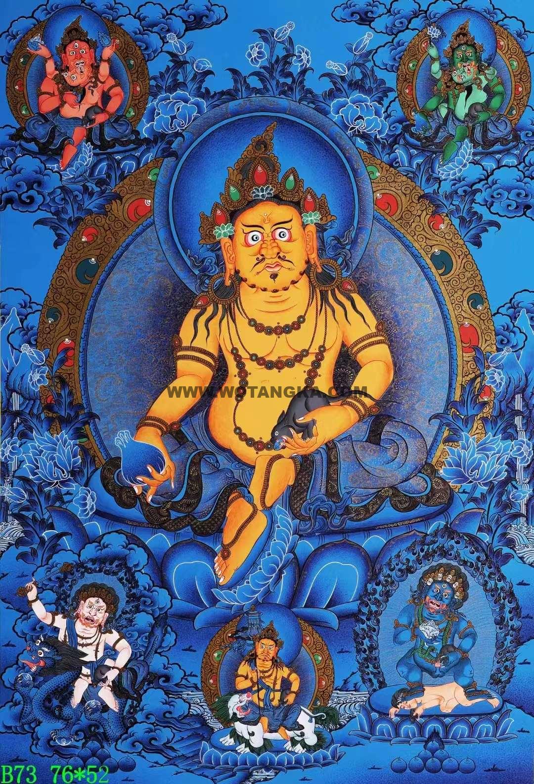 编号138-620267：蓝金唐卡-五方财神（76*52CM左右）